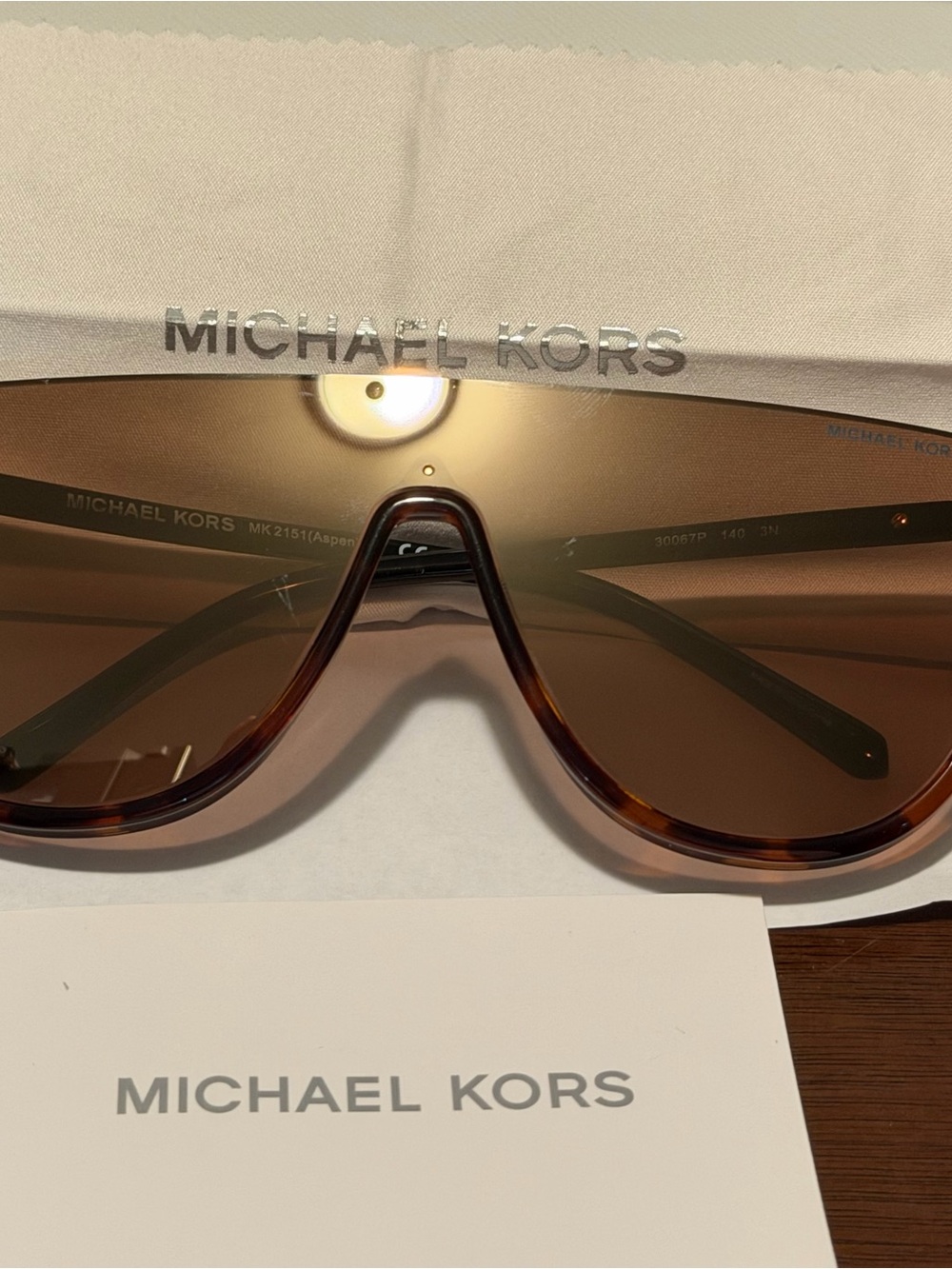 Michael Kors Women’s Brown Tortoiseshell Shield Sunglasses